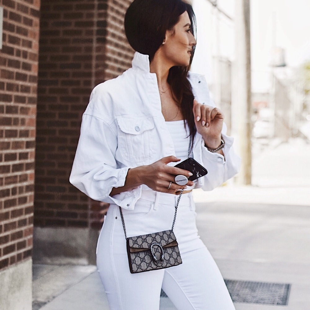ZARA WHITE CROPPED DENIM JACKET